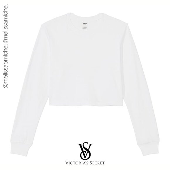 PINK VS Premium Cotton Cropped Long-Sleeve T-Shirt - Picture 1 of 5